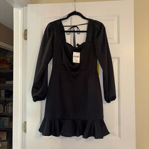 Forever 21 Black Long Sleeve Dress with Ruffle Hem